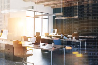 Siyah tonlu açık alan office köşe