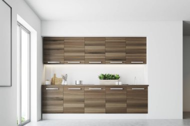 Beyaz ve koyu ahşap mutfak, poster