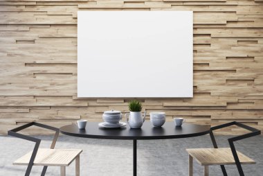 Hafif ahşap yemek odası iç, poster