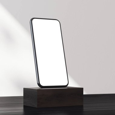 Koyu ahşap ayaklı tarafında Smartphone