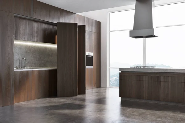 Comptoir de cuisine en bois et marbre — Photo