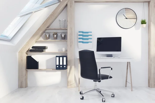 Soffitta home office interno — Foto Stock