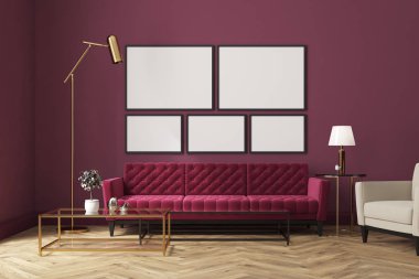 Kırmızı mor oturma odası kanepe, afiş Galerisi