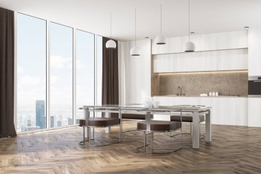 Bir tablo tarafı beyaz mutfak