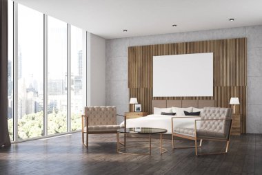 Ahşap yatak odası, poster yan