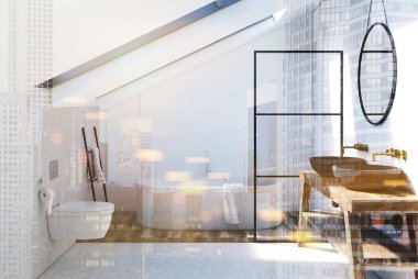 Beyaz tavan banyo iç Çift Kişilik