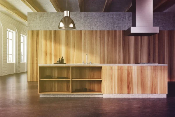 Comptoir de cuisine en bois clair tonique — Photo