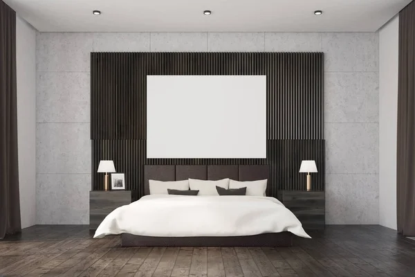 Ciemnej sypialni drewniane, plakat — Zdjęcie stockowe