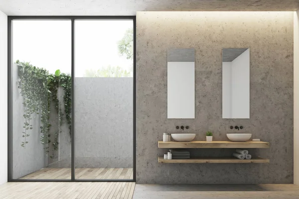 Gri bir çift lavabo banyo — Stok fotoğraf