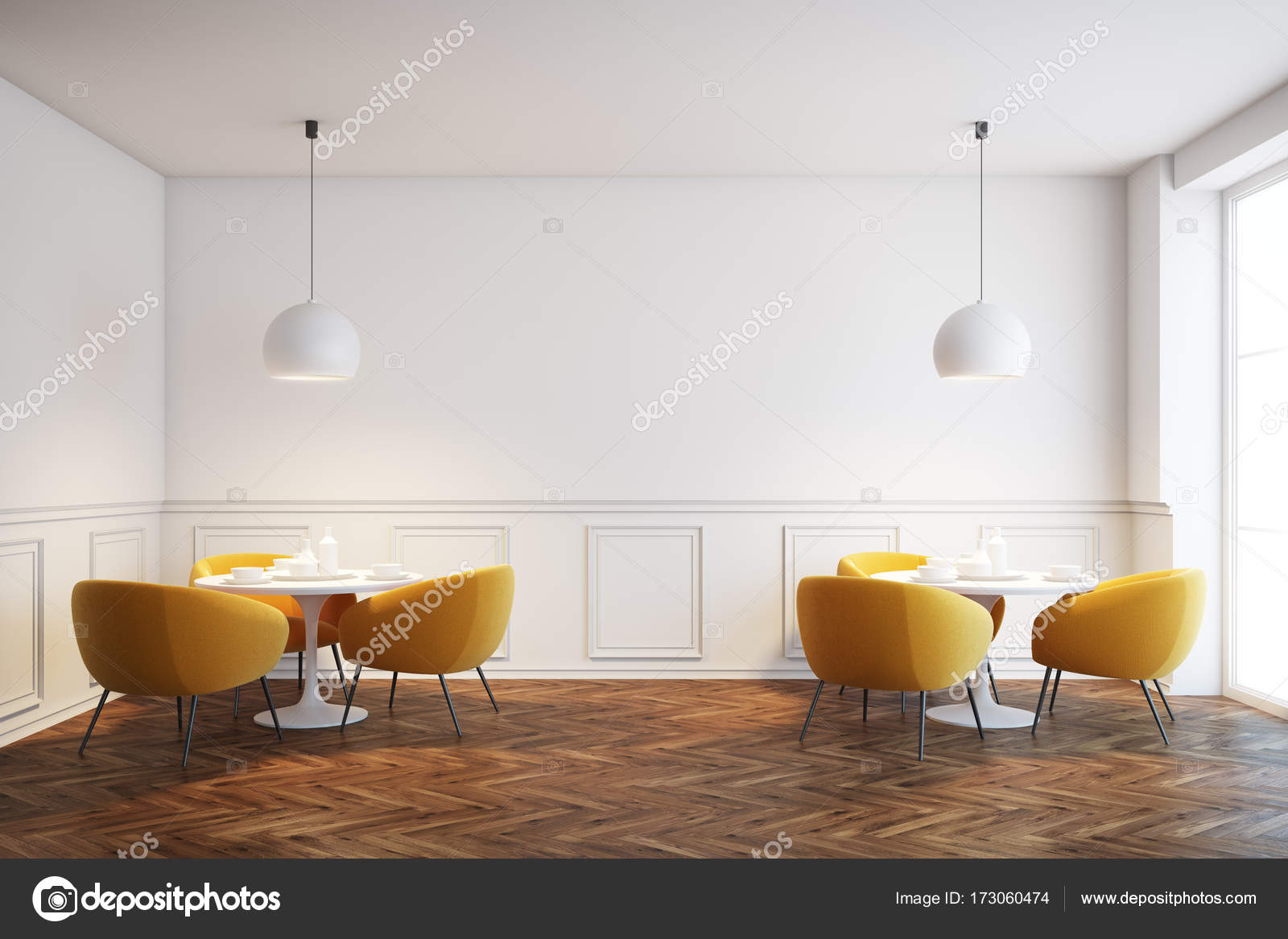 Witte café interieur met oranje stoelen — Stockfoto © denisismagilov ... Witte café interieur met oranje stoelen — Stockfoto © denisismagilov ...