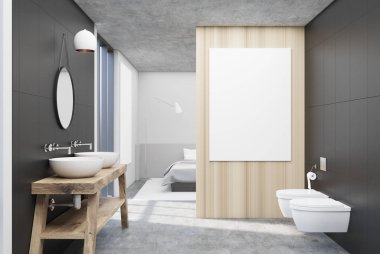 Gri banyo yuvarlak ayna