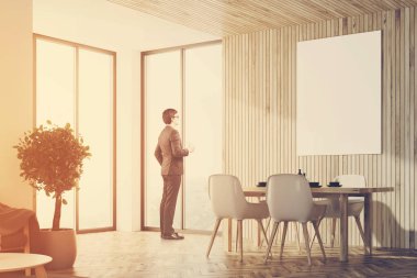 Yemek odası ile bir poster, tahta