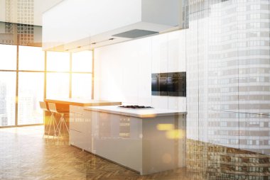 Tonda lüks beyaz mutfak köşesi