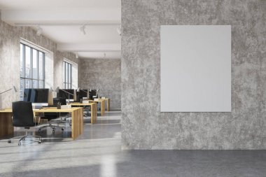 Beton açık alan ofis iç, poster