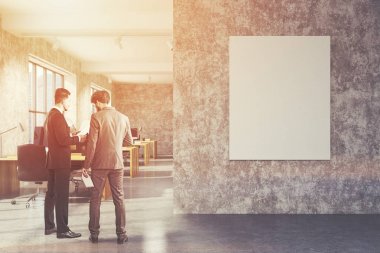 Beton açık alan ofis iç, tonda poster