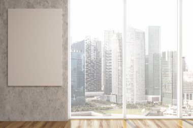 Boş beton odası, poster, ahşap