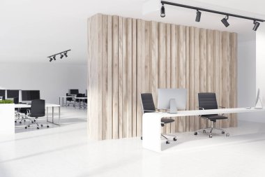 Ahşap duvar açık alan iç tarafında office