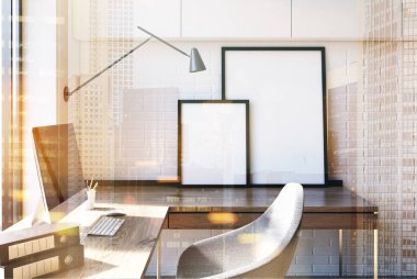 Beyaz ev ofis iç, çatı tonda