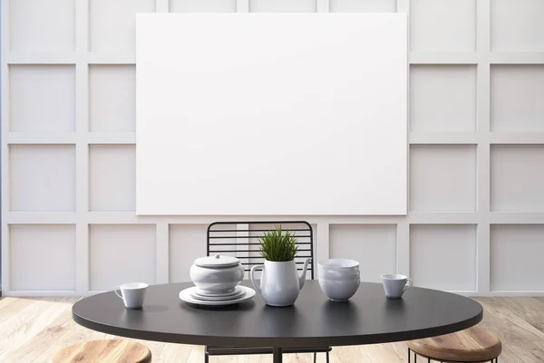 Witte muur eetkamer interieur, poster — Stockfoto