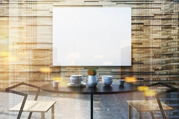 Sala da pranzo in legno chiaro interno, poster tonica — Foto Stock