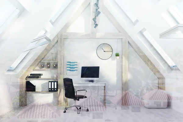 Home office in an attic toend