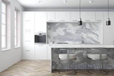 Beyaz mermer mutfak iç