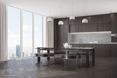 Bir tablo tarafı siyah mutfak