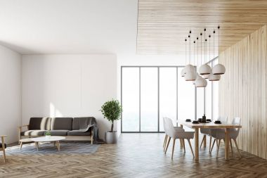 Beyaz salon iç, kanepe ve tablo