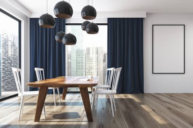 Mavi perde yemek odası, poster