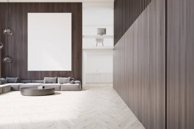 Ahşap oturma odası ve ev ofis