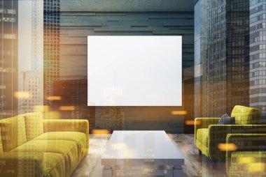 Sarı siyah oturma odası kanepe, poster Çift Kişilik