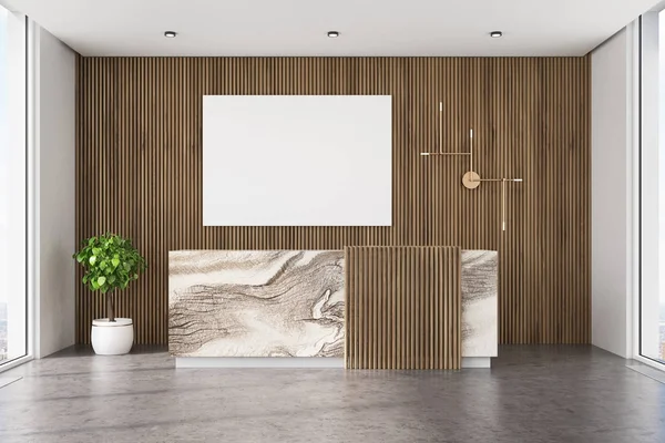Деревянный офис, деревянный и мраморный приём, плакат — стоковое фото