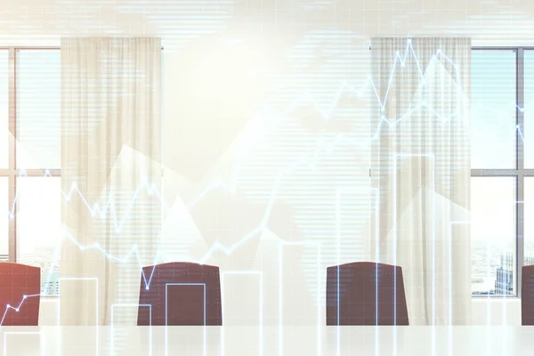 Sala conferenze bianca interni sedie marroni tonica — Foto Stock