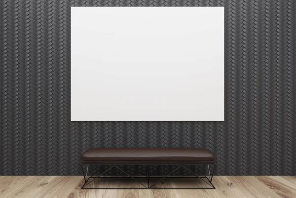 Черная комната с плакатом и скамейкой — стоковое фото
