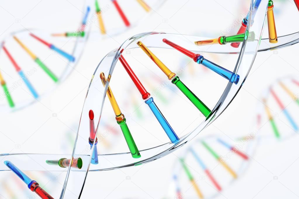 Transparent DNA chain close up