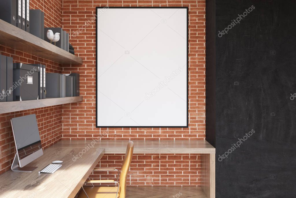 Brick and black CEO office interior, poster