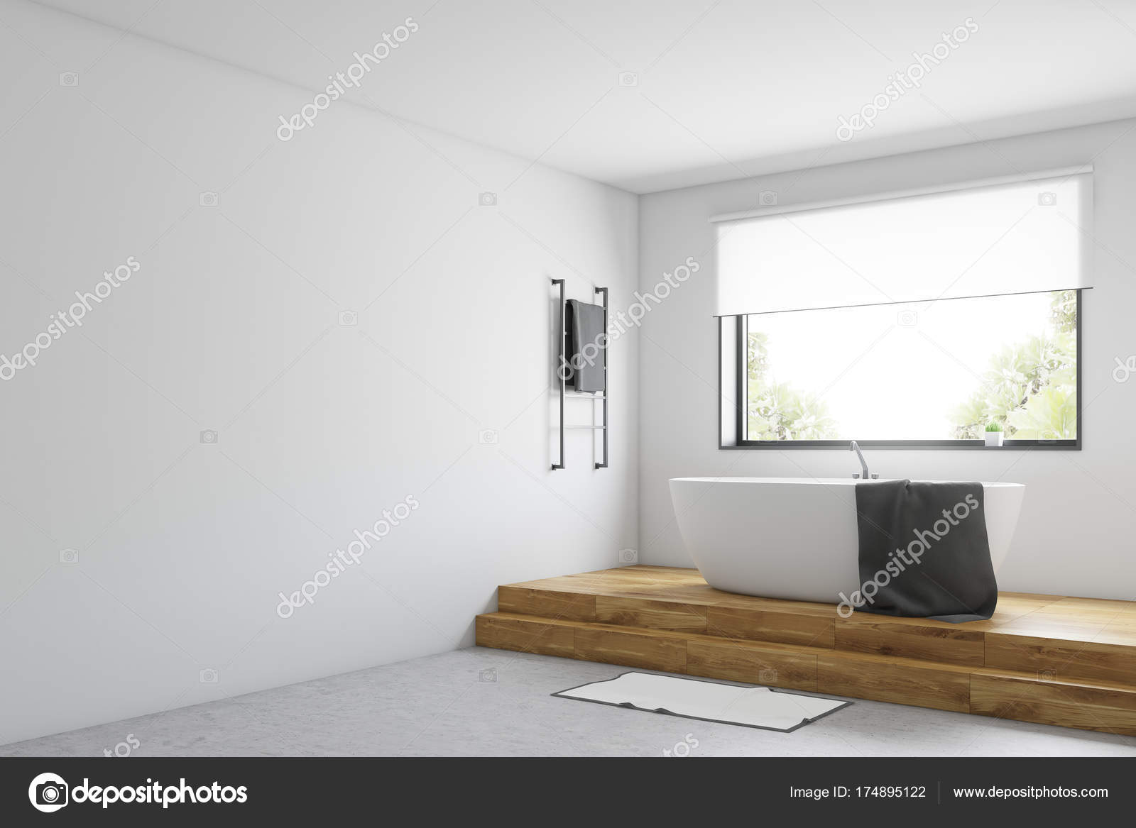 Lato bianco e legno bagno — foto stock © denisismagilov #174895122 Un pavimento di cemento o legno