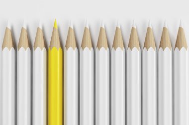 Beyaz kalem ve sarı bir Üstten Görünüm