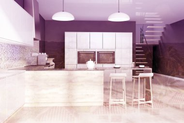 Çift bar siyah mozaik mutfak