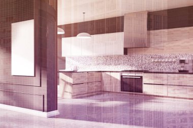 Siyah mozaik mutfak, poster yan çift