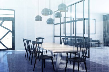 Beyaz yemek odası iç tonda