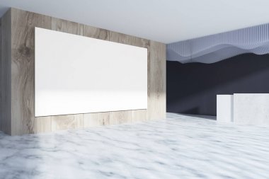 Siyah ve ahşap Resepsiyon salonu yan poster