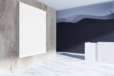 Siyah ve ahşap Resepsiyon lobi, poster