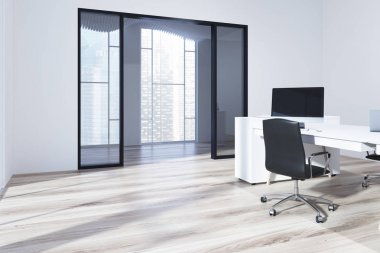 Panoramik açık alan office köşe, ahşap
