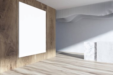 Beyaz ve ahşap Resepsiyon lobi, poster