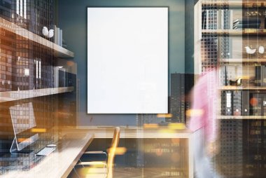 Gri CEO'su ofis iç, en yakın tonda poster