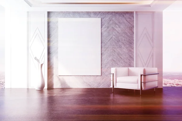 회색 방, 하얀의 자 — 스톡 사진