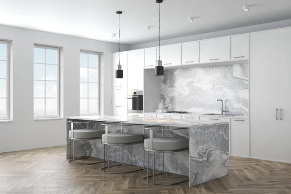 White marble kitchen interior side — Stock Photo, Image