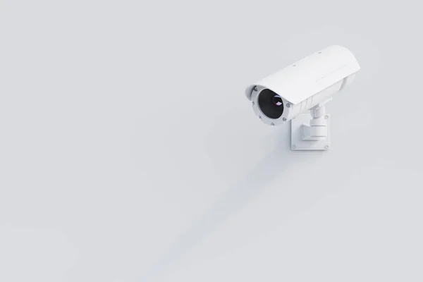 Wit Cctv camera op een witte muur — Stockfoto