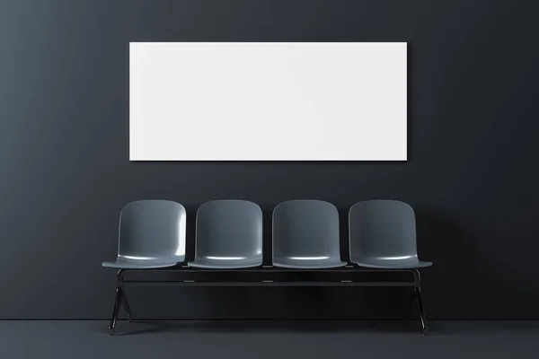 Gray room, gray chairs, poster — Stock Photo, Image